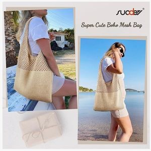 Suosdey Crochet Woven Beach Tote Bag- new!